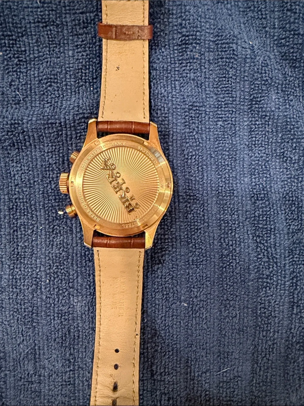 Brera Orologi Men's two tone Brown Leather Strap Watch Blue Dial *NEEDS Battery!